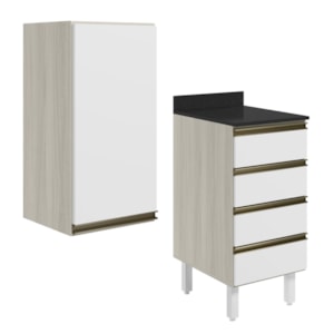 Armario Aereo E Balcao 1P 4G 40cm MDF Kali Bianco Toq Branco Uv Nicioli