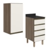 Armario Aereo E Balcao 1P 4G 40cm MDF Kali Carvalho Toq Off White Cetim Nicioli