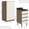 Armario Aereo E Balcao 1P 4G 40cm MDF Kali Carvalho Toq Off White Cetim Nicioli