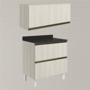 Armario Aereo E Balcao 2 Gavetas MDF Kali Bianco Toq Bianco Toq Nicioli