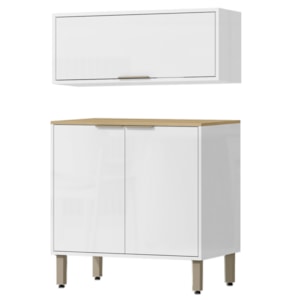 Armario Aereo E Balcao 80 cm GLOR ABGL01 Branco Neve MXM Armario Aereo E Balcao 80 cm GLOR ABGL01 Branco Neve MXM