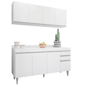 Armario Aereo E Balcao Com Tampo 160 cm BP Branco Eratto Moveis