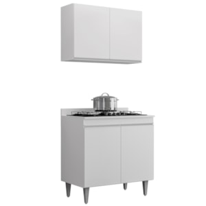 Armario Aereo E Balcao Com Tampo 80 cm BP Branco Eratto Moveis