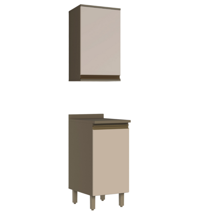 Armário Aéreo e Balcão Com Tampo MDF 40 cm Connect Duna Cristal Henn