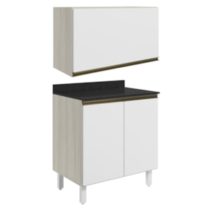 Armario Aereo E Balcao MDF 60cm Kali Bianco Toq Branco Uv Nicioli