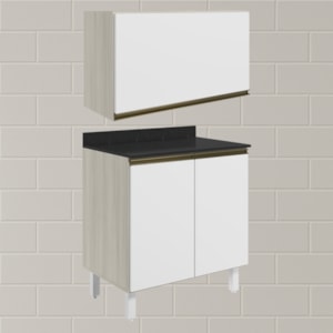 Armario Aereo E Balcao MDF 60cm Kali Bianco Toq Branco Uv Nicioli