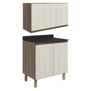 Armario Aereo E Balcao MDF 60cm Kali Carvalho Toq Bianco Toq Nicioli Armario Aereo E Balcao MDF 60cm Kali Carvalho Toq Bianco Toq Nicioli