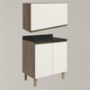 Armario Aereo E Balcao MDF 60cm Kali Carvalho Toq Off White Cetim Nicioli