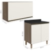 Armario Aereo E Balcao MDF 60cm Kali Carvalho Toq Off White Cetim Nicioli