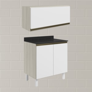 Armario Aereo E Balcao MDF 70cm Kali Bianco Toq Branco Uv Nicioli