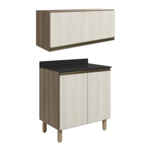 Armario Aereo E Balcao MDF 70cm Kali Carvalho Toq Bianco Toq Nicioli Armario Aereo E Balcao MDF 70cm Kali Carvalho Toq Bianco Toq Nicioli