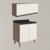 Armario Aereo E Balcao MDF 70cm Kali Carvalho Toq Off White Cetim Nicioli
