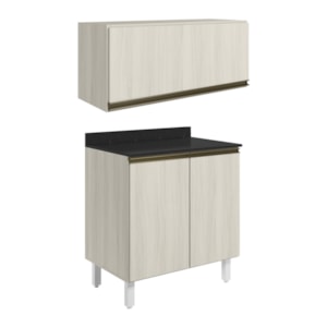 Armario Aereo E Balcao MDF 80cm Kali Bianco Toq Bianco Toq Nicioli