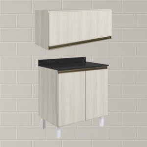 Armario Aereo E Balcao MDF 80cm Kali Bianco Toq Bianco Toq Nicioli