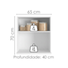 Armario Aereo Nicho Microondas 65 cm 1 Porta Evidence Branco POLIMAN