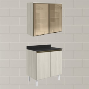 Armario Aereo Vidro Balcao 2P 80cm MDF Kali Bianco Toq Bianco Toq Nicioli