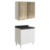 Armario Aereo Vidro Balcao 2P 80cm MDF Kali Bianco Toq Branco Uv Nicioli