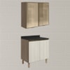 Armario Aereo Vidro Balcao 2P 80cm MDF Kali Carvalho Toq Bianco Toq Nicioli