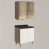 Armario Aereo Vidro Balcao 2P 80cm MDF Kali Carvalho Toq Off White Cetim Nicioli