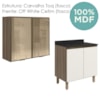 Armario Aereo Vidro Balcao 2P 80cm MDF Kali Carvalho Toq Off White Cetim Nicioli