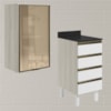 Armario Aereo Vidro Balcao 4G 40 cm MDF Kali Bianco Toq Branco Uv Nicioli