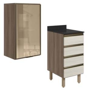 Armario Aereo Vidro Balcao 4G 40 cm MDF Kali Carvalho Toq Bianco Toq Nicioli Armario Aereo Vidro Balcao 4G 40 cm MDF Kali Carvalho Toq Bianco Toq Nicioli