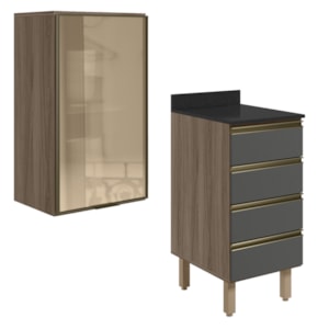 Armario Aereo Vidro Balcao 4G 40 cm MDF Kali Carvalho Toq Chumbo Nicioli Armario Aereo Vidro Balcao 4G 40 cm MDF Kali Carvalho Toq Chumbo Nicioli