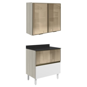 Armario Aereo Vidro Balcao 80 cm MDF Kali Bianco Toq Branco Uv Nicioli Armario Aereo Vidro Balcao 80 cm MDF Kali Bianco Toq Branco Uv Nicioli