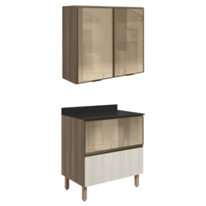 Armario Aereo Vidro Balcao 80 cm MDF Kali Carvalho Toq Bianco Toq Nicioli Armario Aereo Vidro Balcao 80 cm MDF Kali Carvalho Toq Bianco Toq Nicioli