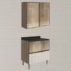 Armario Aereo Vidro Balcao 80 cm MDF Kali Carvalho Toq Bianco Toq Nicioli