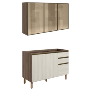 Armario Aereo Vidro Balcao Pia MDF Kali Carvalho Toq Bianco Toq Nicioli Armario Aereo Vidro Balcao Pia MDF Kali Carvalho Toq Bianco Toq Nicioli