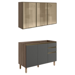 Armario Aereo Vidro Balcao Pia MDF Kali Carvalho Toq Chumbo Nicioli Armario Aereo Vidro Balcao Pia MDF Kali Carvalho Toq Chumbo Nicioli