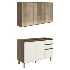 Armario Aereo Vidro Balcao Pia MDF Kali Carvalho Toq Off White Cetim Nicioli Armario Aereo Vidro Balcao Pia MDF Kali Carvalho Toq Off White Cetim Nicioli