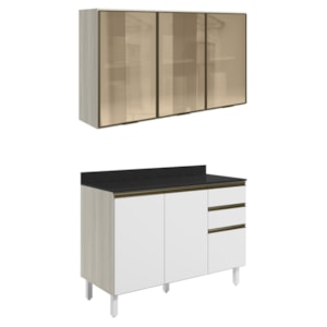 Armario Aereo Vidro Balcao Tampo MDF Kali Bianco Toq Branco Uv Nicioli Armario Aereo Vidro Balcao Tampo MDF Kali Bianco Toq Branco Uv Nicioli