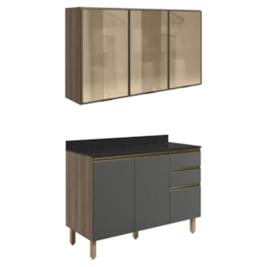 Armario Aereo Vidro Balcao Tampo MDF Kali Carvalho Toq Chumbo Nicioli Armario Aereo Vidro Balcao Tampo MDF Kali Carvalho Toq Chumbo Nicioli