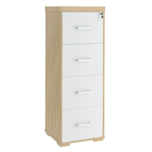 Armario Arquivo 4 Gavetas Pasta Suspensa 132X47 cm Carvalho Branco Artany