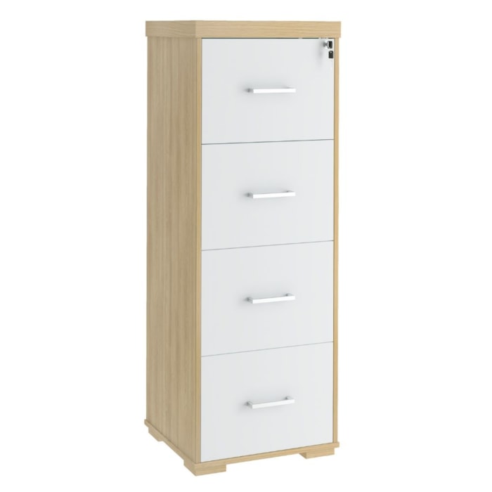 Armario Arquivo 4 Gavetas Pasta Suspensa 132X47 cm Carvalho Branco Artany