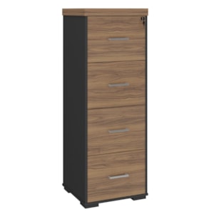 Armario Arquivo 4 Gavetas Pasta Suspensa 132X47 cm Nogal Preto Artany