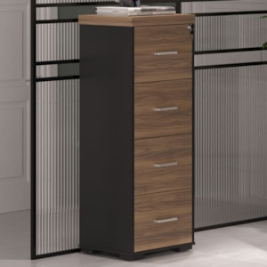 Armario Arquivo 4 Gavetas Pasta Suspensa 132X47 cm Nogal Preto Artany