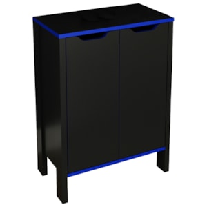 Armario Baixo Multiuso 2 Portas ME4164 Preto Azul Tecno Mobili Armario Baixo Multiuso 2 Portas ME4164 Preto Azul Tecno Mobili