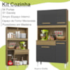 Armario Compacto Kit Cozinha 04 Portas 01 Gaveta Atacama Grafite ARMoveis