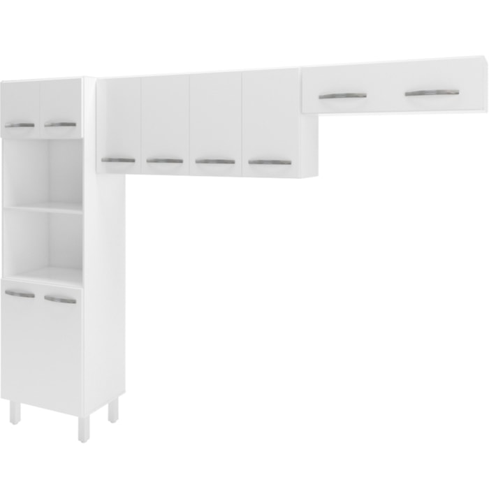 Armario Cozinha Modulada 257cm 3 Peças Marh Branco Mobbs