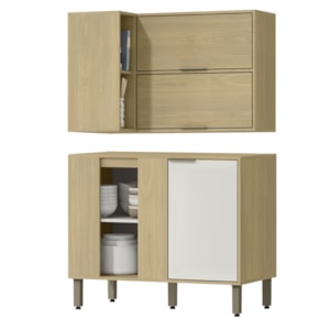 Armario E Balcao Canto 98 cm GLOR ABGL03 Castanho Off White MXM Armario E Balcao Canto 98 cm GLOR ABGL03 Castanho Off White MXM