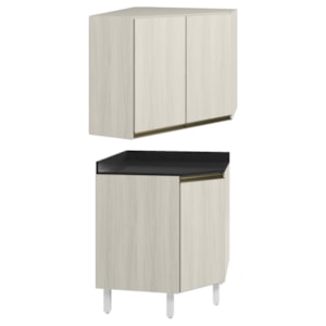 Armario E Balcao Canto Obliquo 75cm MDF Kali Bianco Toq Bianco Toq Nicioli