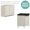 Armario E Balcao Canto Obliquo 75cm MDF Kali Bianco Toq Bianco Toq Nicioli