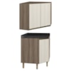 Armario E Balcao Canto Obliquo 75cm MDF Kali Carvalho Toq Bianco Toq Nicioli
