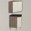 Armario E Balcao Canto Obliquo 75cm MDF Kali Carvalho Toq Bianco Toq Nicioli