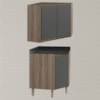 Armario E Balcao Canto Obliquo 75cm MDF Kali Carvalho Toq Chumbo Nicioli