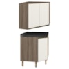 Armario E Balcao Canto Obliquo 75cm MDF Kali Carvalho Toq Off White Cetim Nicioli