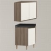 Armario E Balcao Canto Obliquo 75cm MDF Kali Carvalho Toq Off White Cetim Nicioli